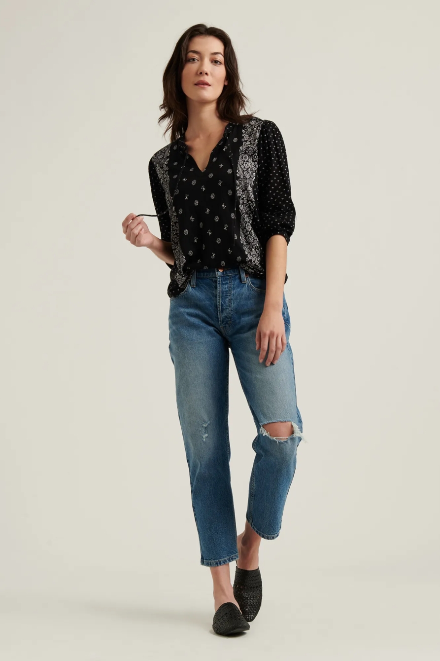 BORDER PRINT PEASANT TOP, image 2