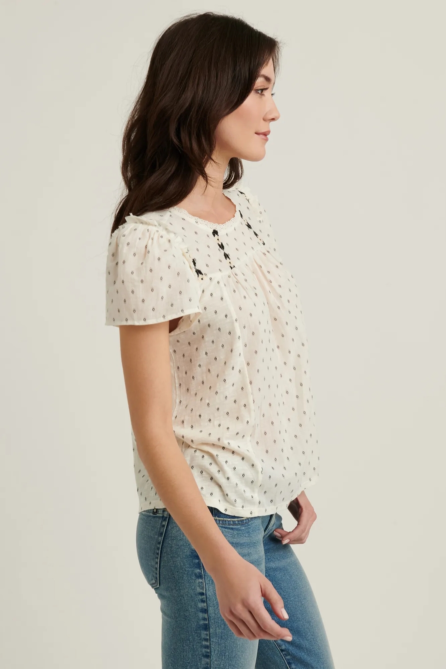 NOVELTY SHORT SLEEVE PEASANT TOP, image 3