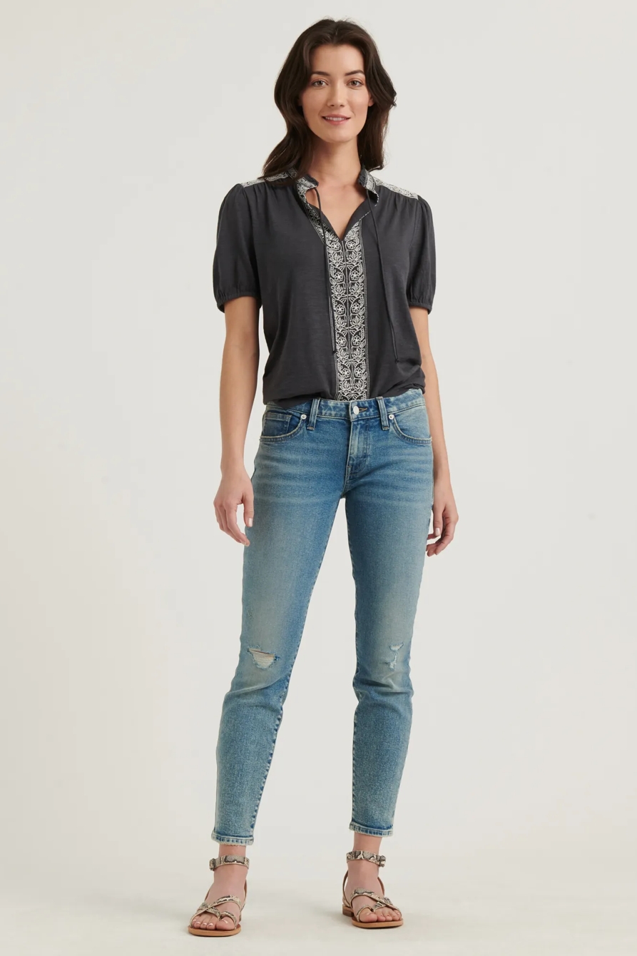 EMBROIDERED PLACKET TOP, image 2