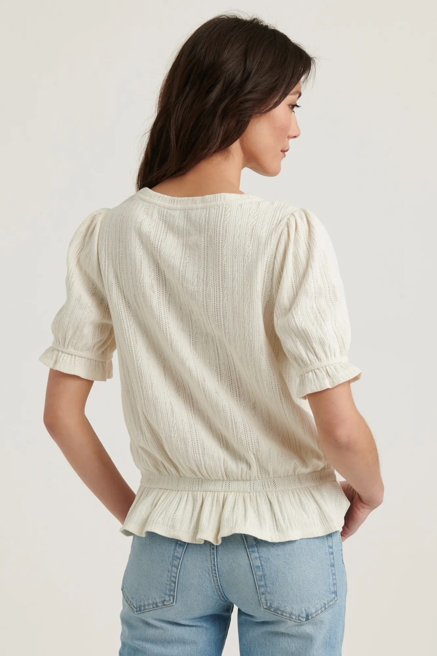 POINTELLE KNIT BANDED TOP, image 4