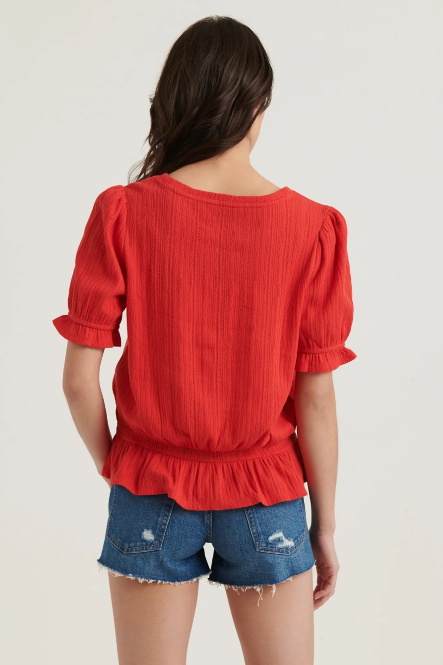POINTELLE KNIT BANDED TOP, image 4