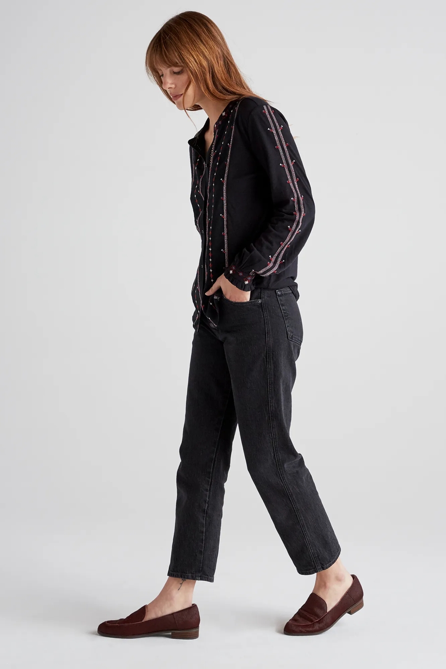 EMBROIDERED BUTTON DOWN TOP, image 2