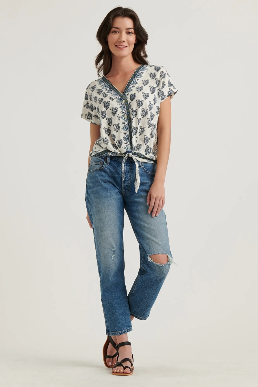 V- NECK TIE FRONT TOP, image 2