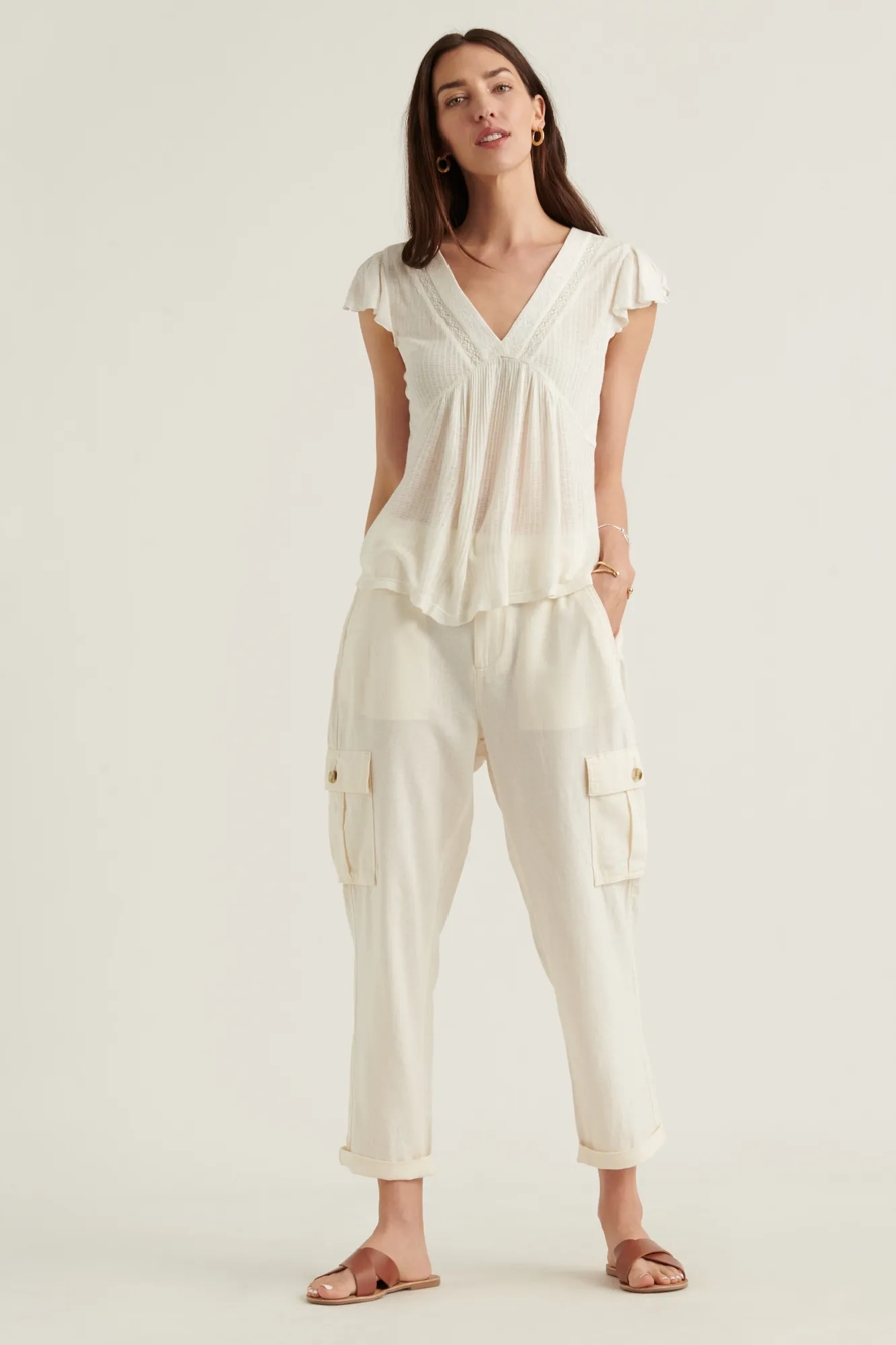 DROP NEEDLE V NECK EMBROIDERED TOP, image 2