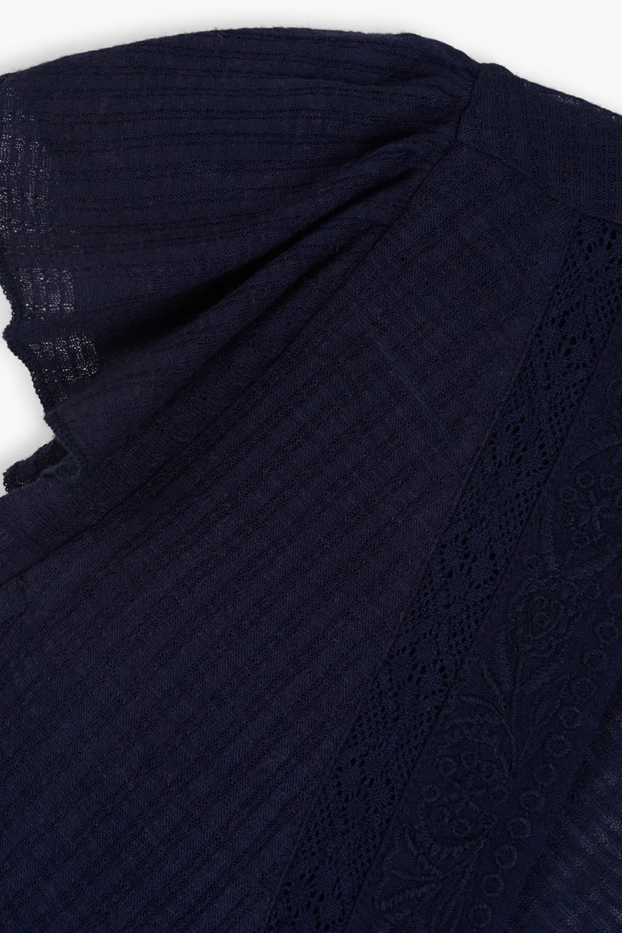 DROP NEEDLE V NECK EMBROIDERED TOP, image 3