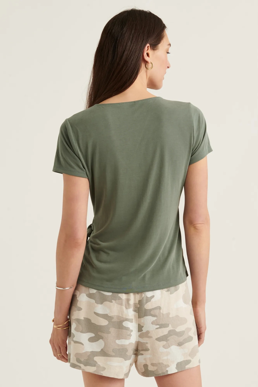 SHORT SLEEVE SANDWASH WRAP TOP, image 4