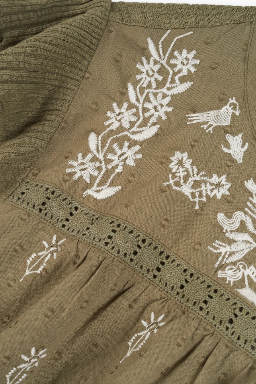 EMBROIDERED RUFFLE SLEEVE TOP, image 2