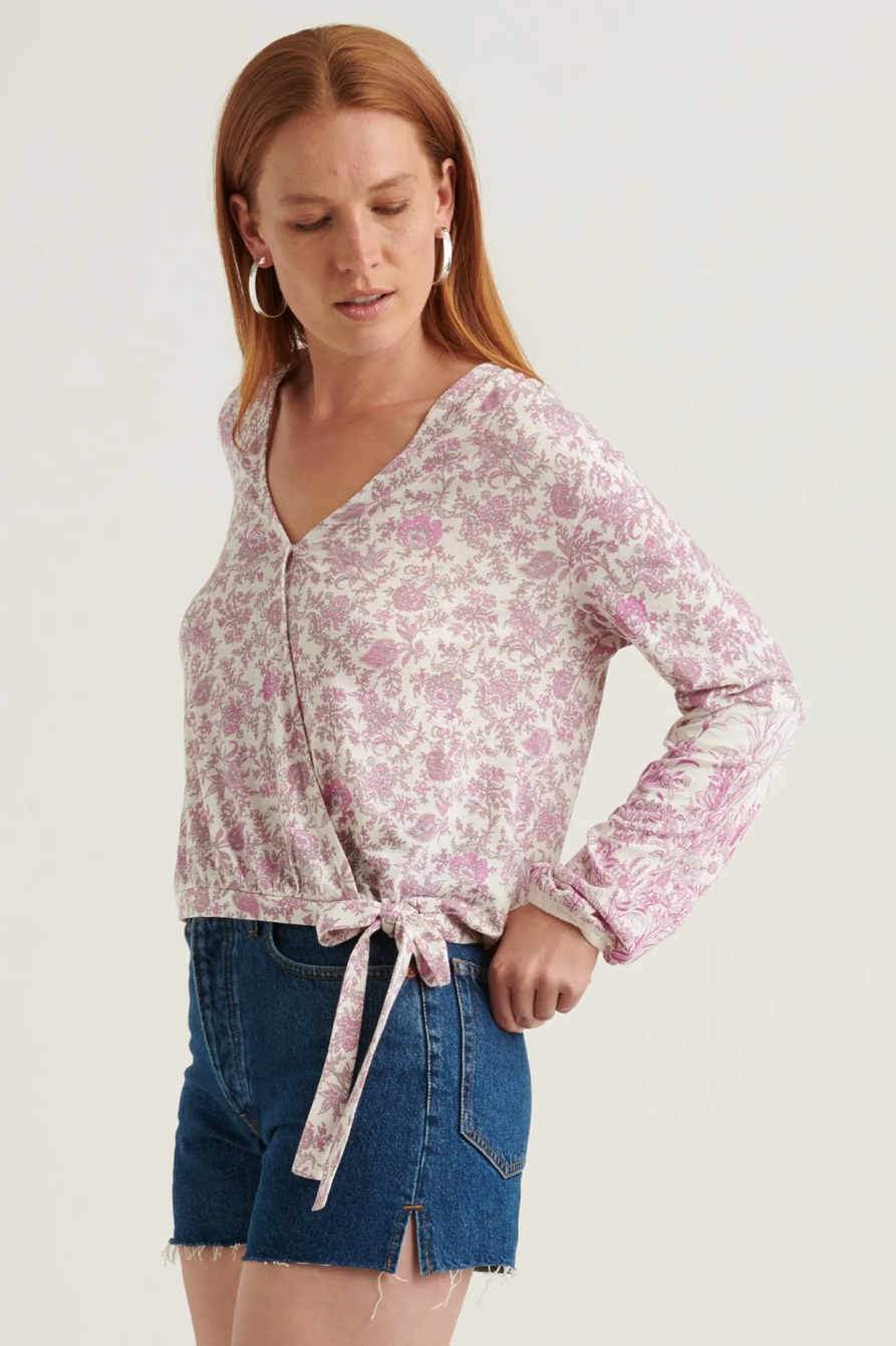 FLORAL BORDER WRAP TOP, image 3