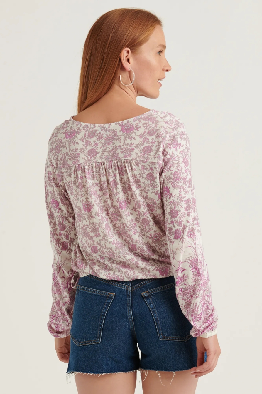 FLORAL BORDER WRAP TOP, image 4