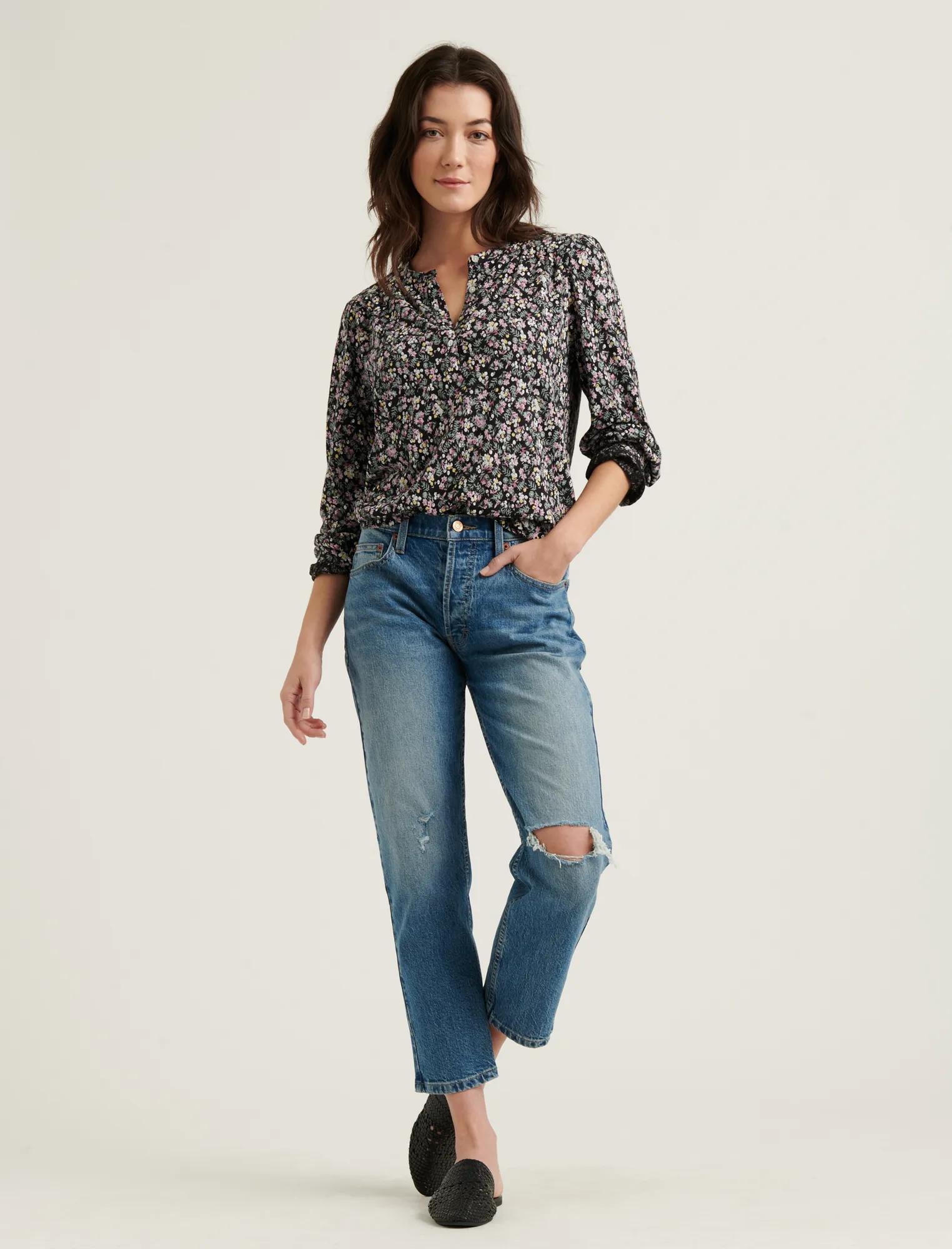 DITSY FLORAL PRINTED HENLEY TOP, image 2