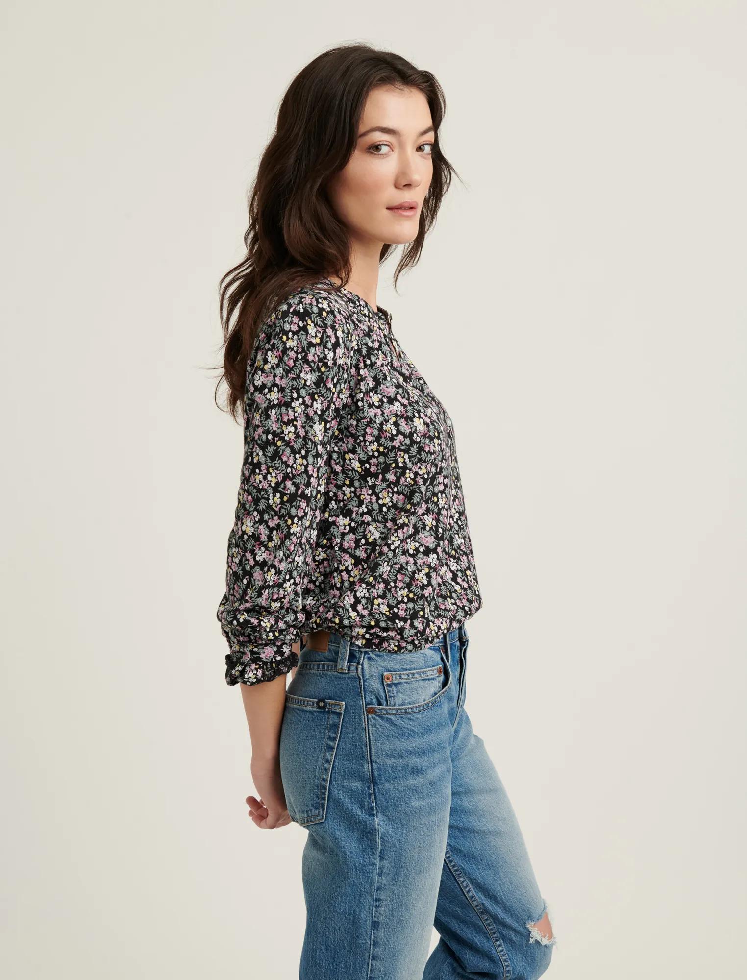 DITSY FLORAL PRINTED HENLEY TOP, image 3