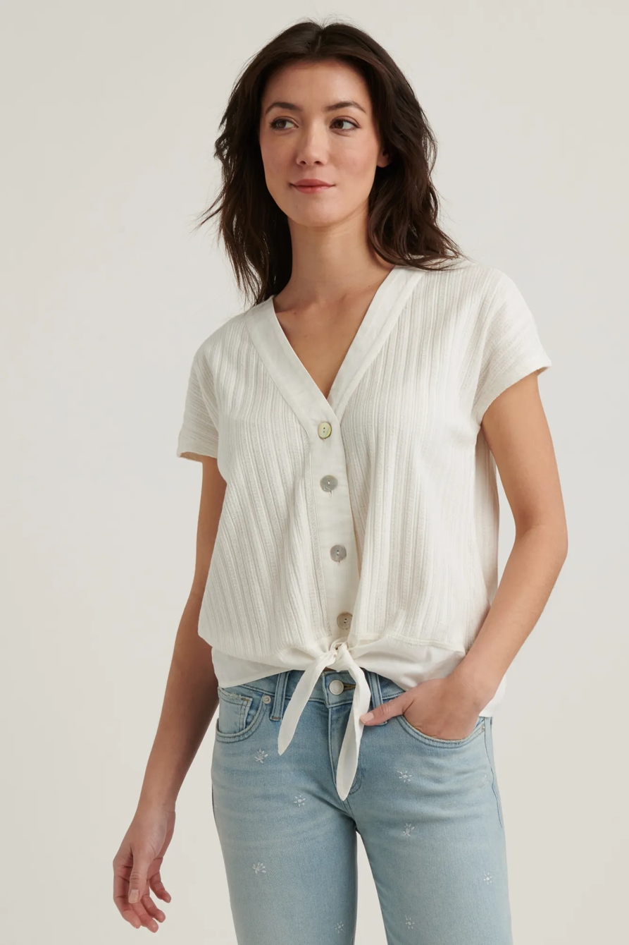V- NECK TIE FRONT TOP, image 1