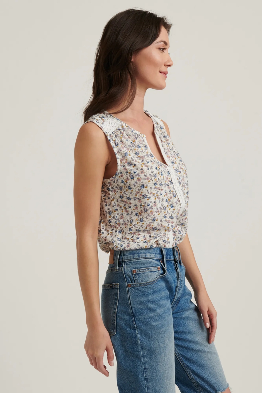 PRINTED LACE YOKE TOP, image 3
