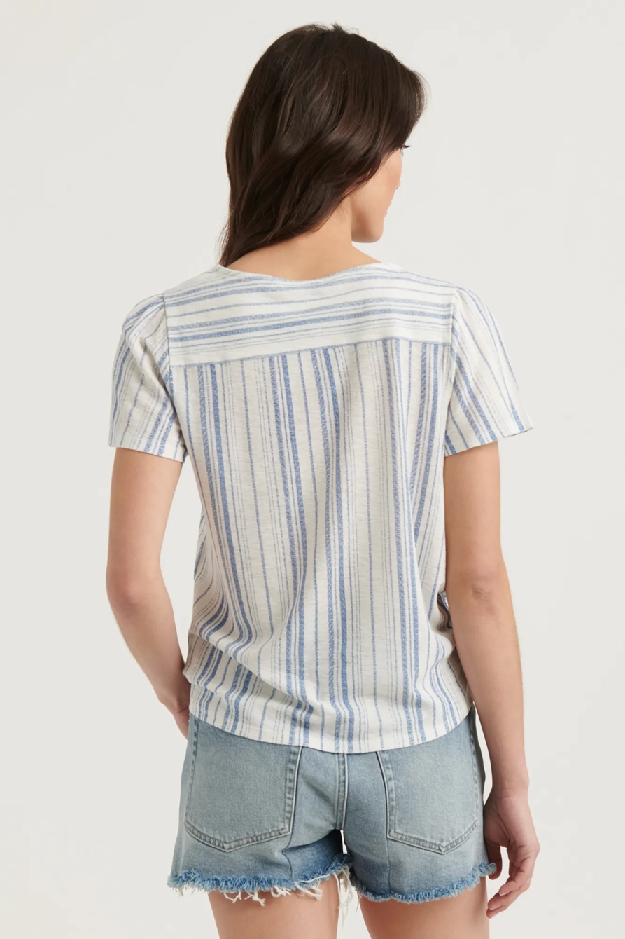 STRIPED BUTTON DOWN TIE FRONT TOP, image 4