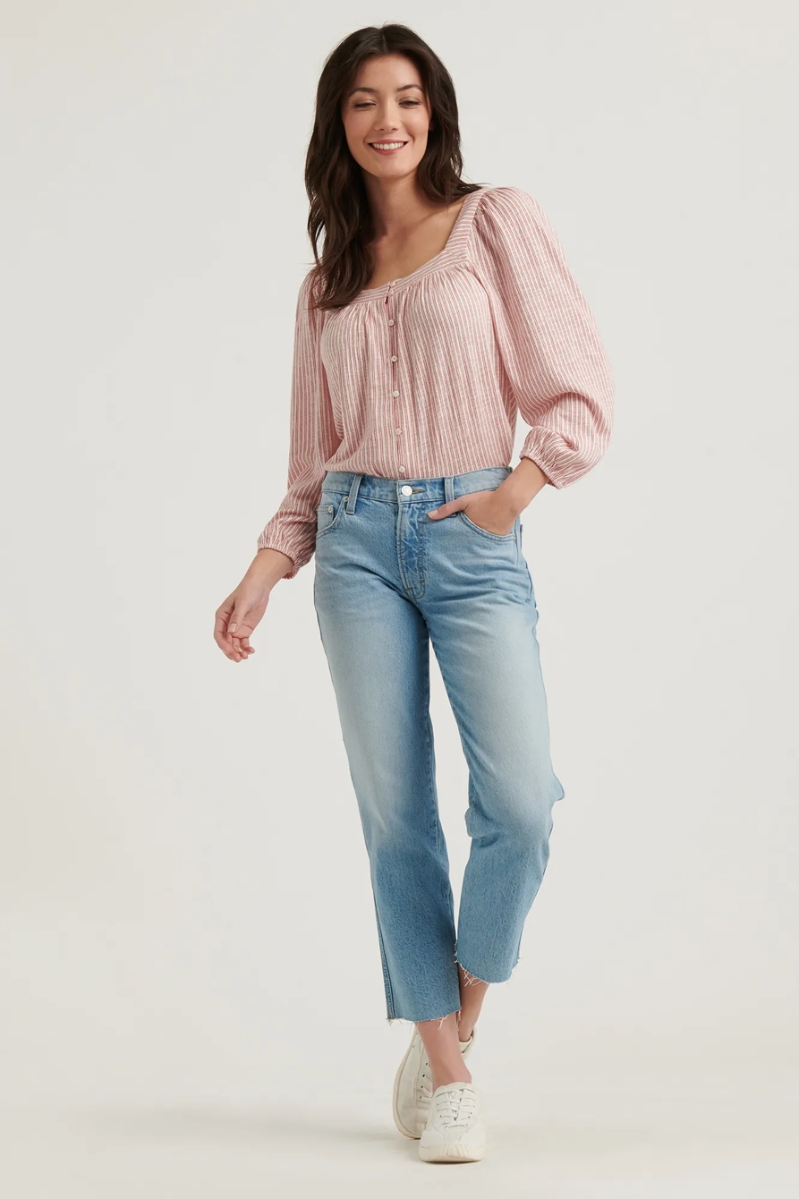 STRIPED SQUARE NECK TOP, image 2