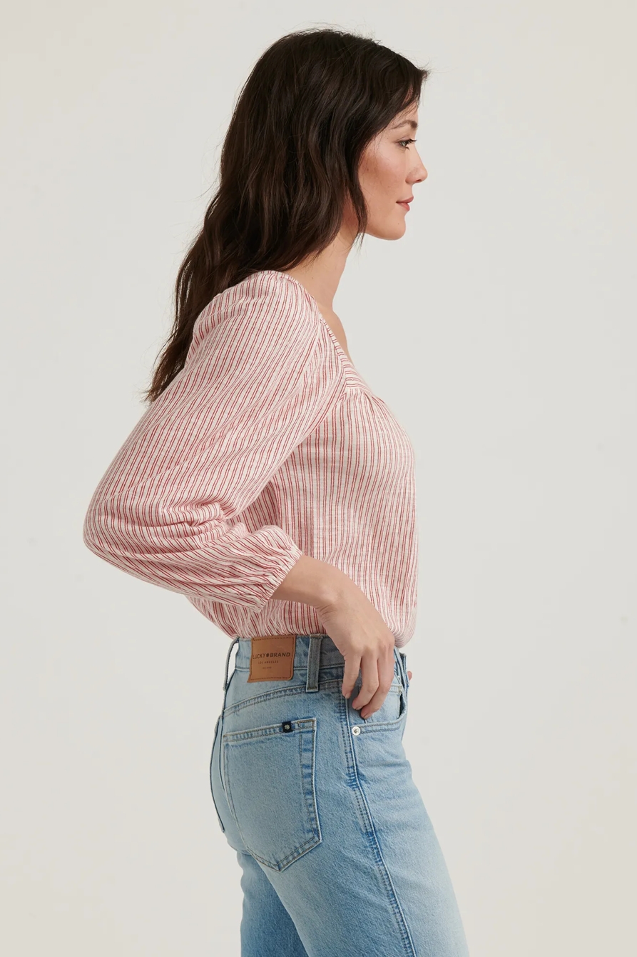 STRIPED SQUARE NECK TOP, image 3