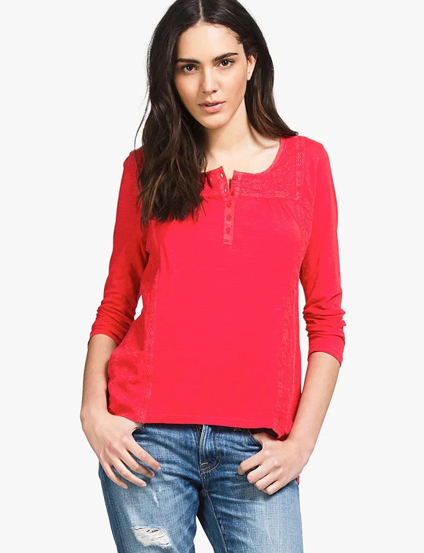 LACE TRIM HENLEY, image 1