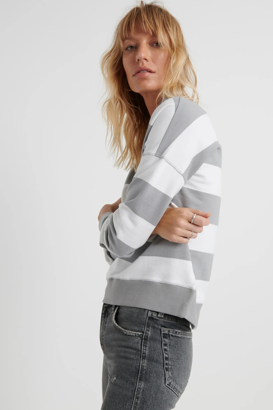 STRIPED SHAWL COLLAR PULLOVER SWEATSHIRT, image 2