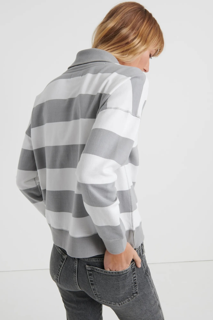 STRIPED SHAWL COLLAR PULLOVER SWEATSHIRT, image 3