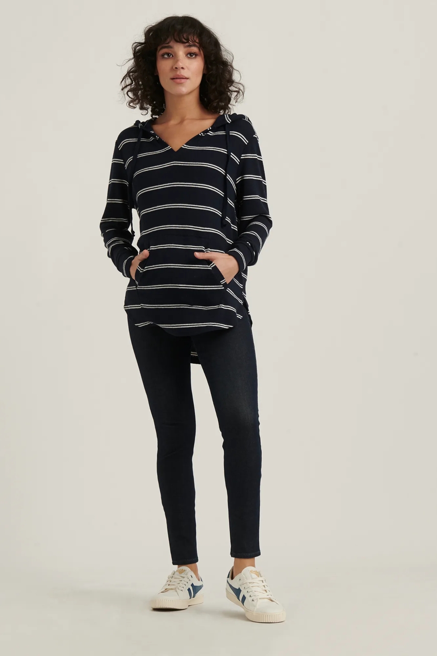STRIPED CLOUD JERSEY TUNIC PULLOVER SWEATSHIRT, image 2