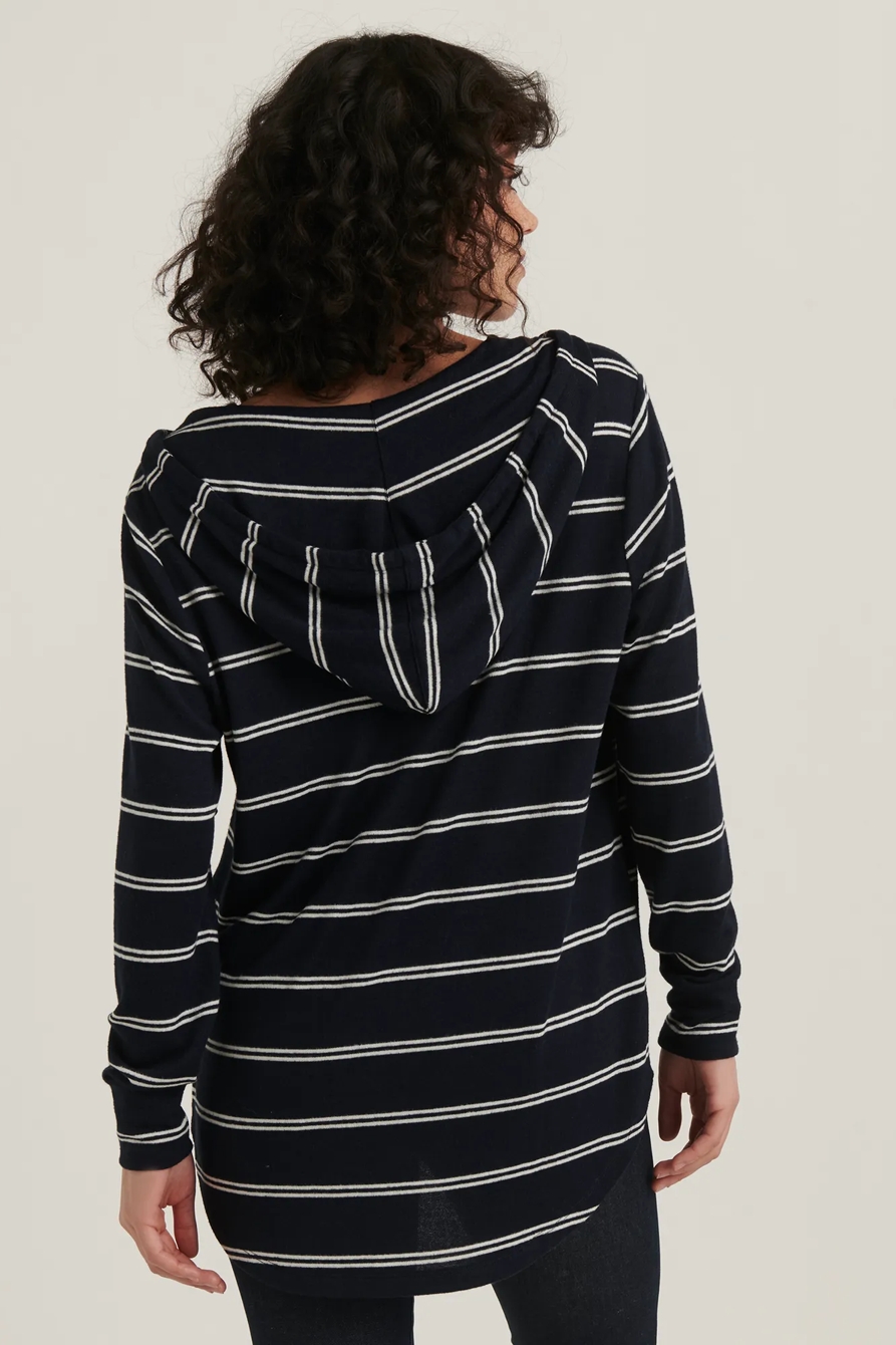 STRIPED CLOUD JERSEY TUNIC PULLOVER SWEATSHIRT, image 4