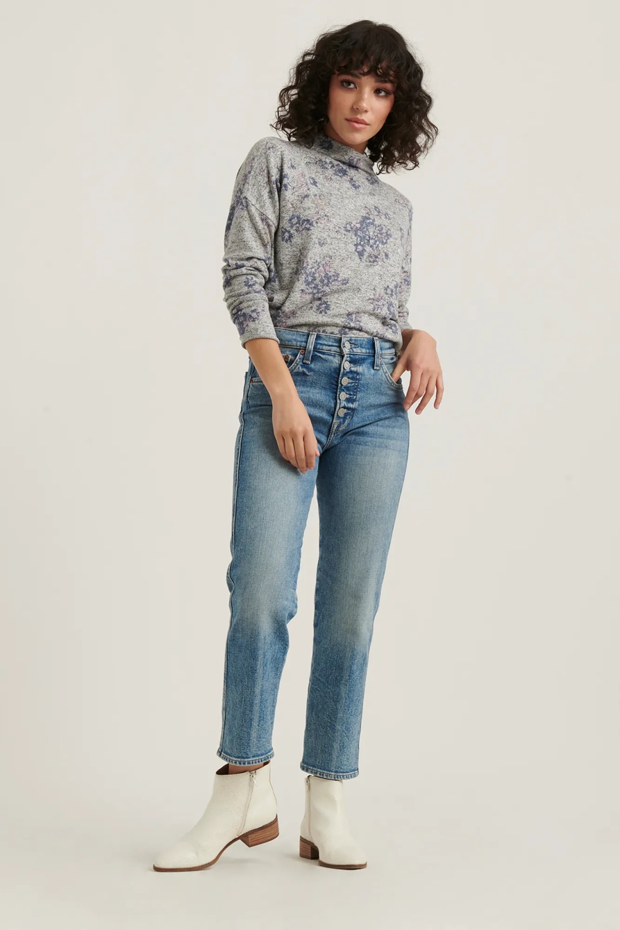 CLOUD JERSEY PRINTED MOCK NECK TOP, image 2