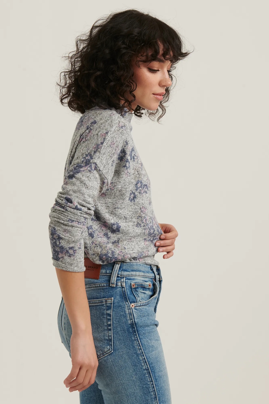 CLOUD JERSEY PRINTED MOCK NECK TOP, image 3