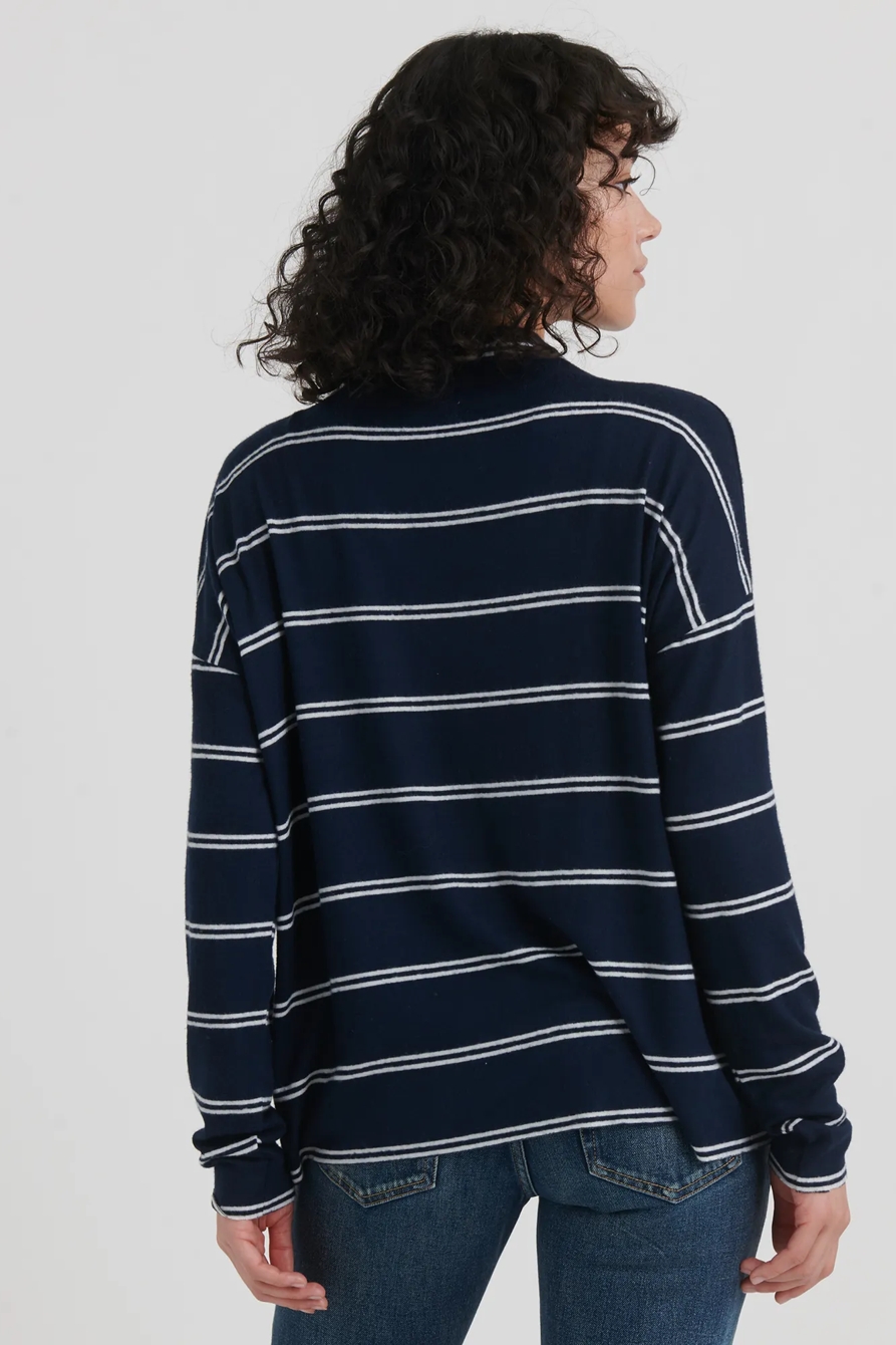 CLOUD JERSEY STRIPED MOCK NECK TOP, image 4