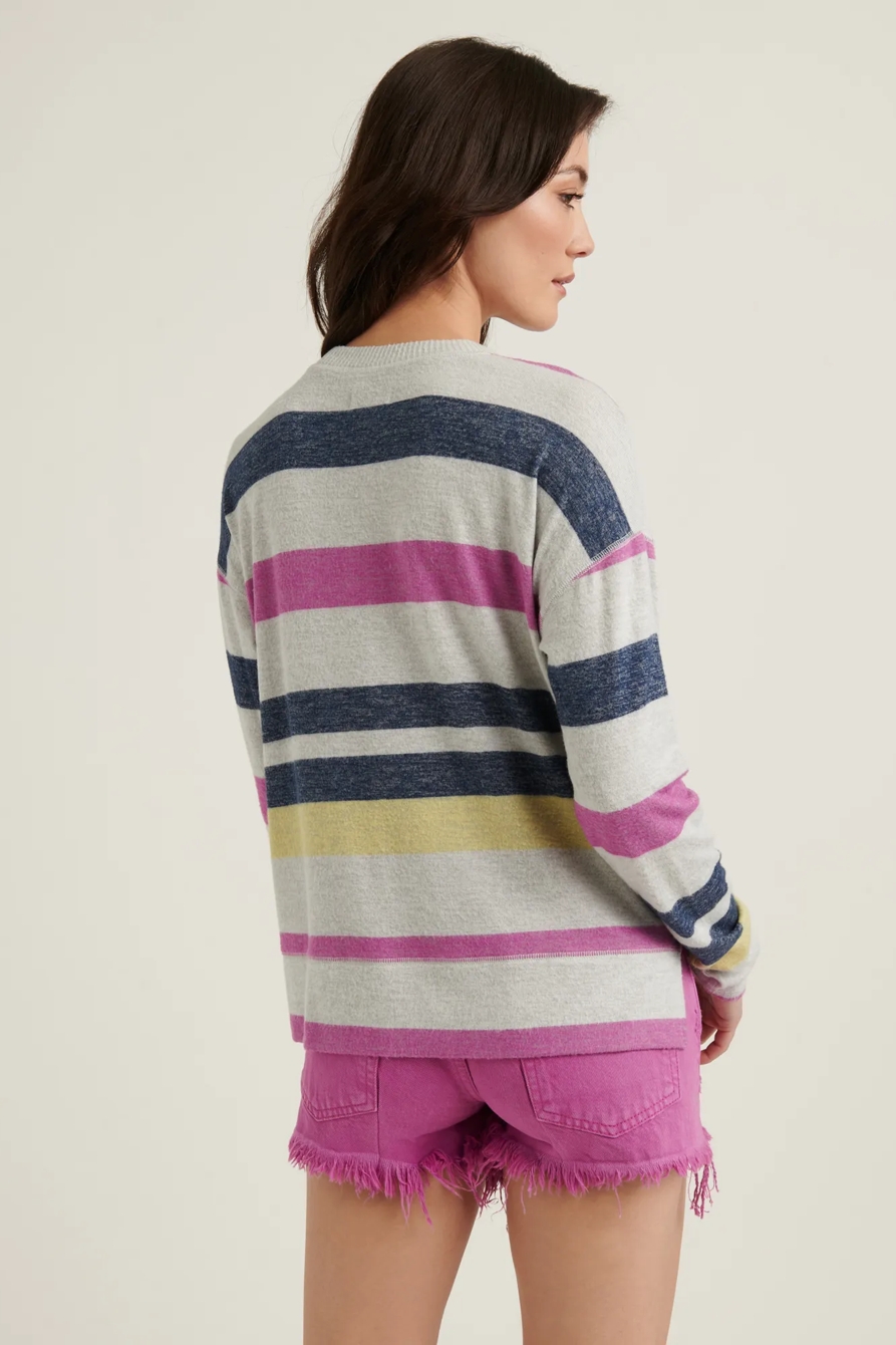 MULTI STRIPE CLOUD JERSEY PULLOVER SWEATSHIRT, image 4