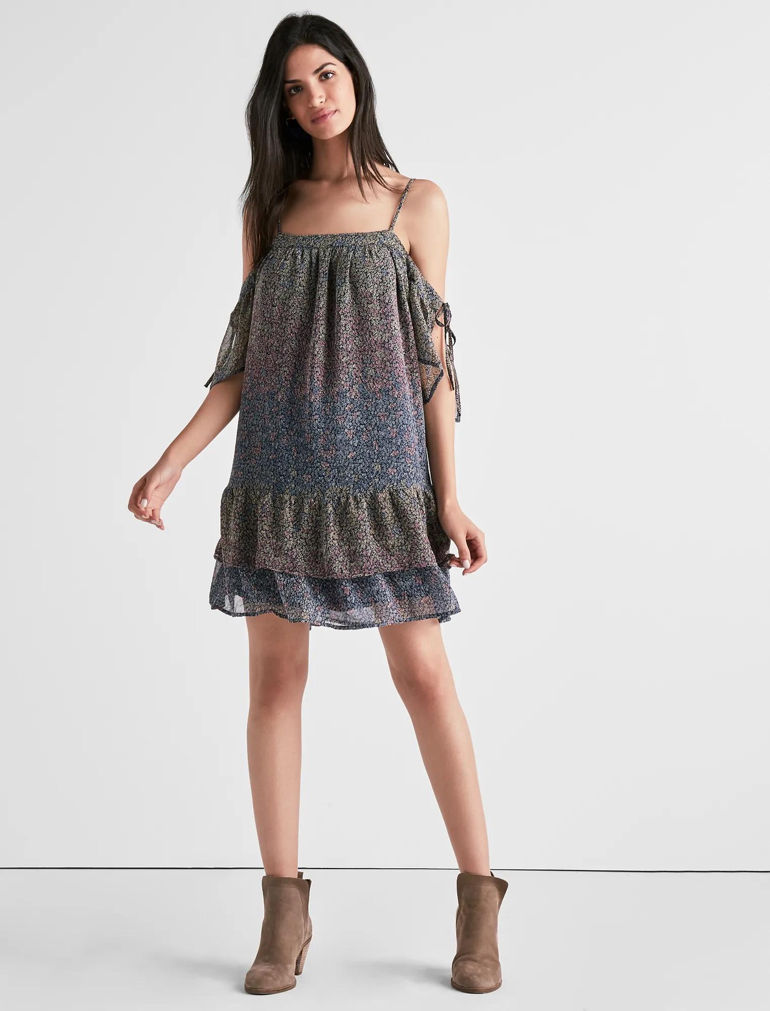 COLD SHOULDER RUFFLE DRESS, image 2