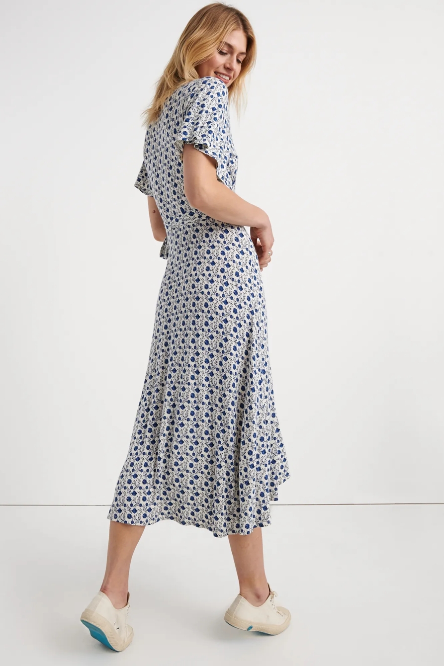 BORDER PRINT MIDI WRAP DRESS, image 3