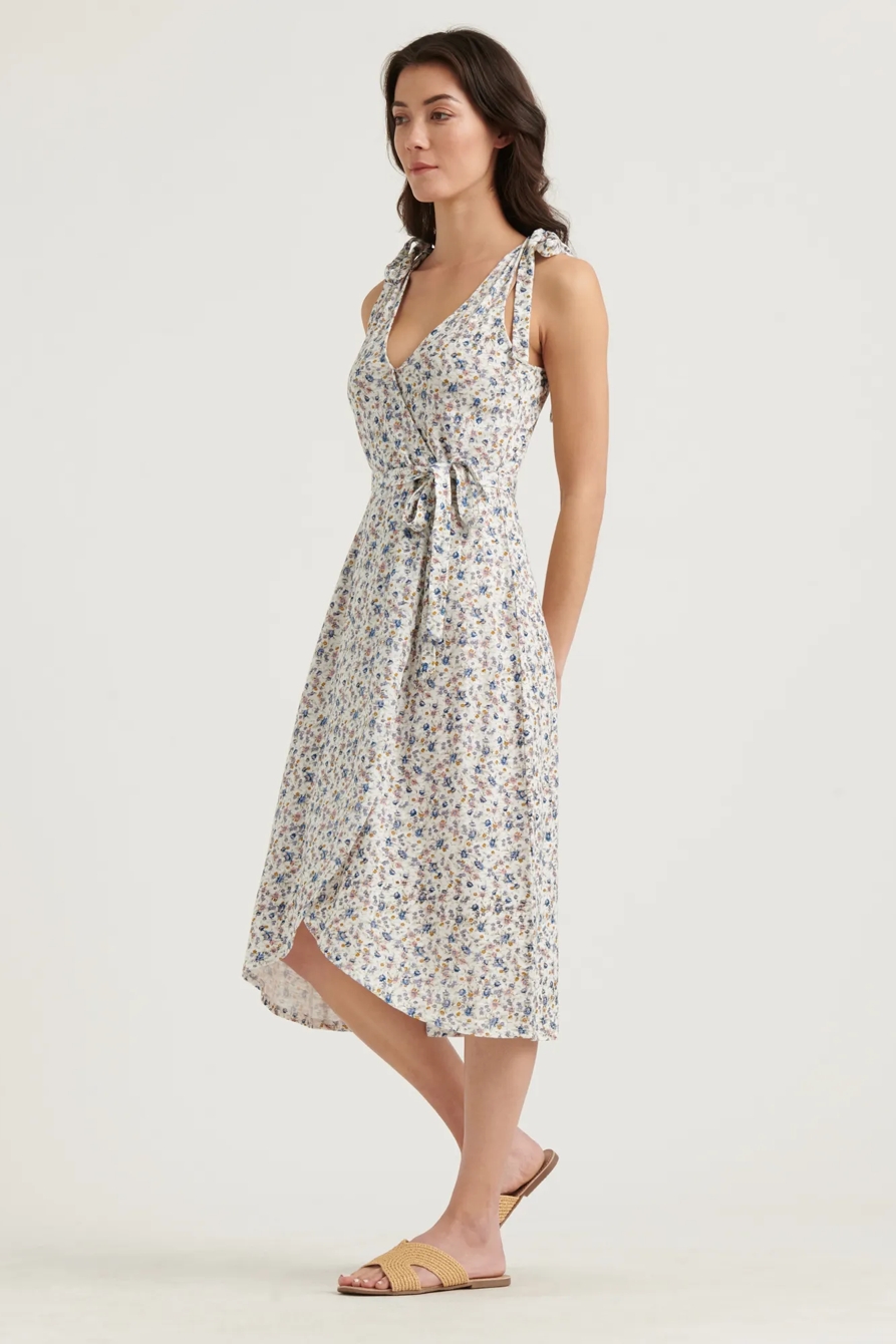 TIE SHOULDER WRAP DRESS, image 2