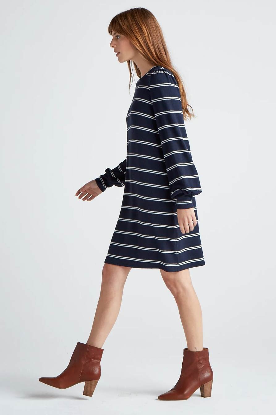 STRIPE PUFF SLEEVE CLOUD JERSEY DRESS, image 2
