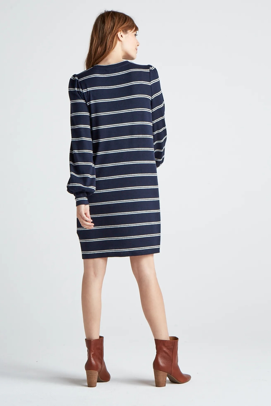 STRIPE PUFF SLEEVE CLOUD JERSEY DRESS, image 3