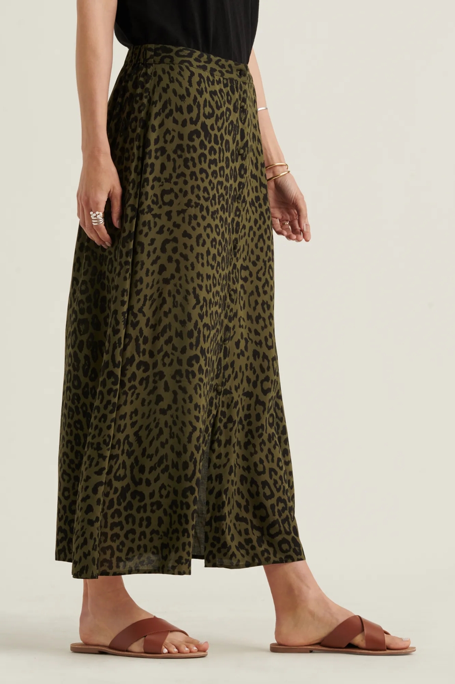 LEOPARD BUTTON FRONT SKRT, image 2