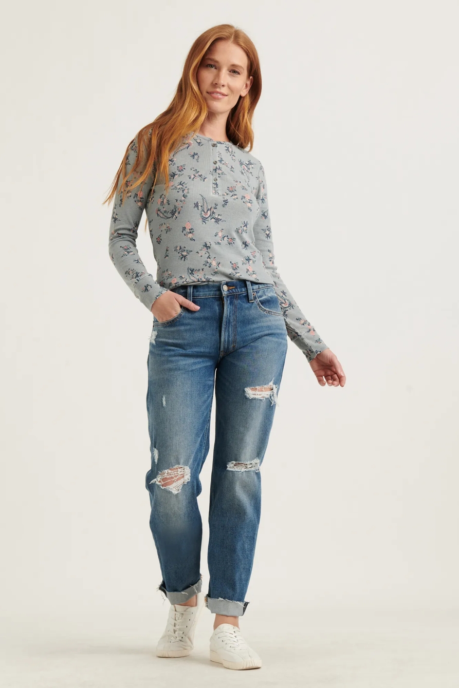 PRINTED BURNOUT HENLEY TEE, image 2