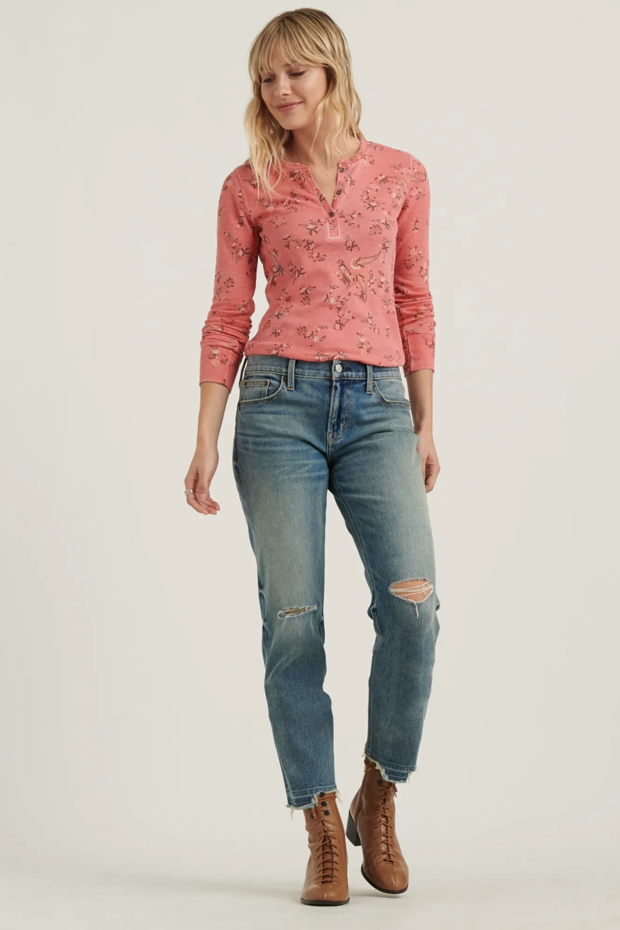 PRINTED BURNOUT HENLEY TEE, image 2