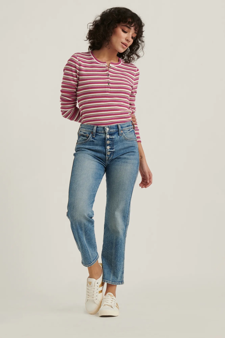PINK STRIPE HENLEY TEE, image 2