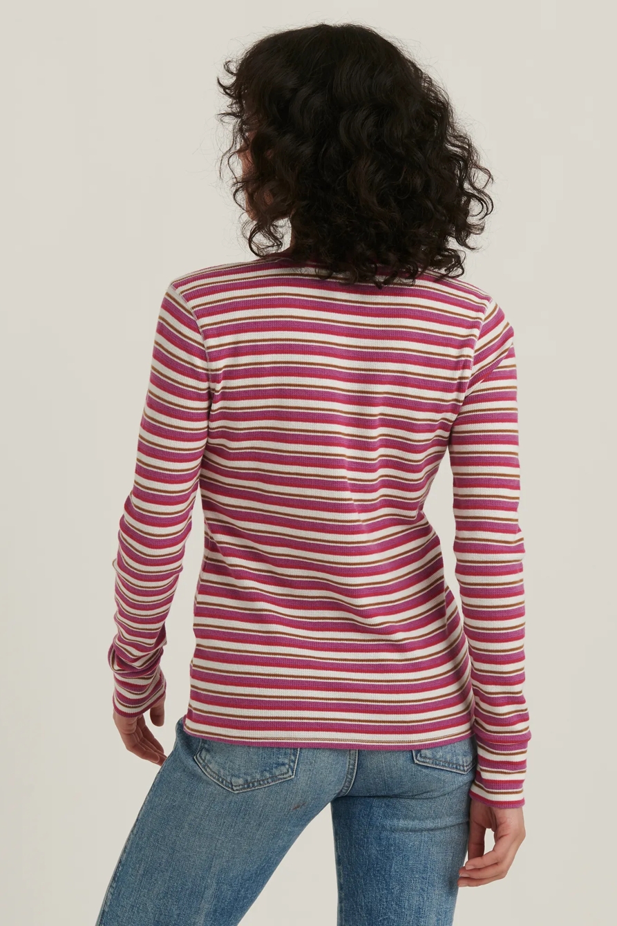 PINK STRIPE HENLEY TEE, image 4