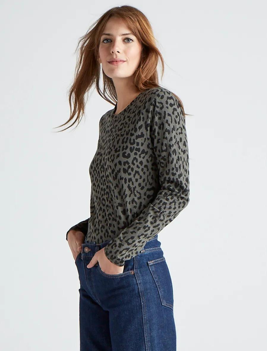 LS CREW NECK LEOPARD TEE, image 2