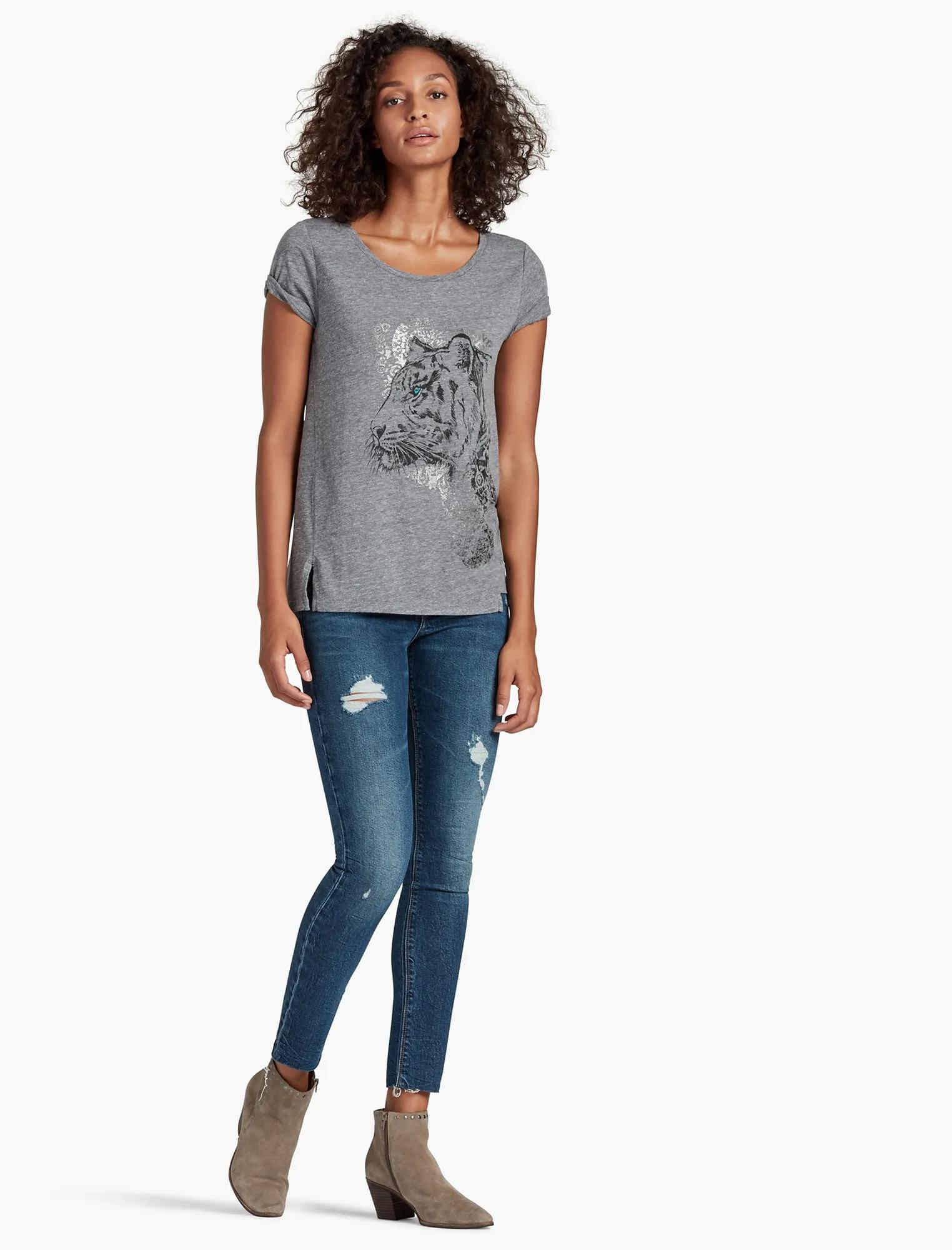 Lucky Brand Women's Tiger Eye Graphic Tee - Short Sleeve Scoop Neck Fashion Knit Top - View #10