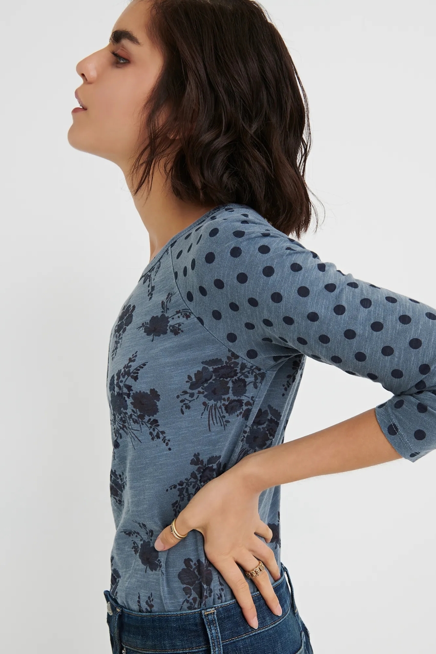 3/4 SLV DOT FLORAL RAGLAN TEE, image 2