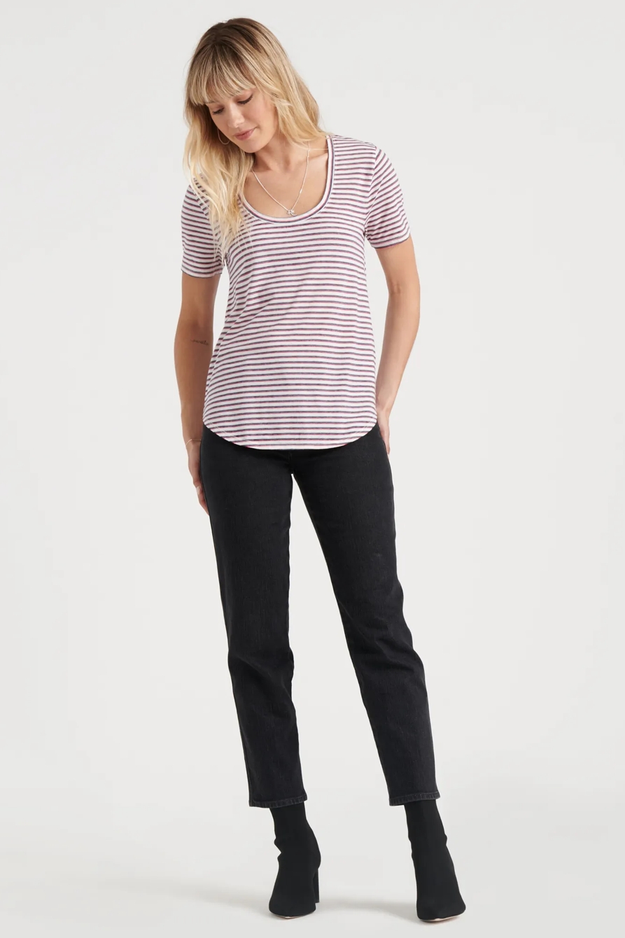 SCOOP NECK STRIPED TEE, image 2