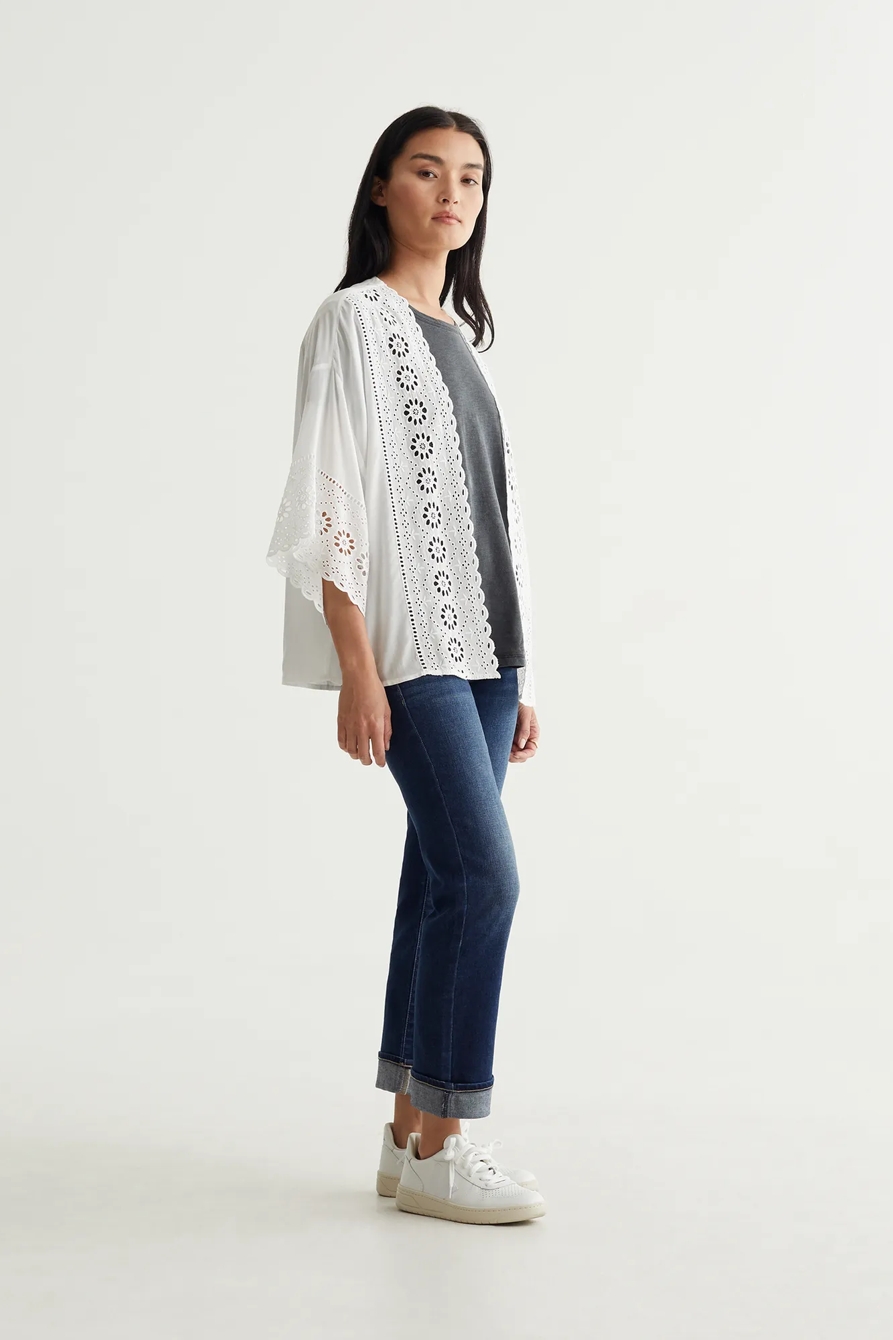 SCALLOP EDGE EYELET KIMONO, image 2