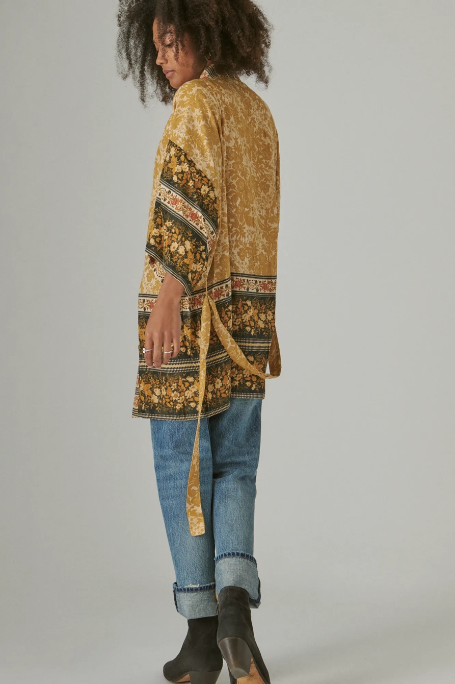 BORDER PRINT BELTED KIMONO, image 3