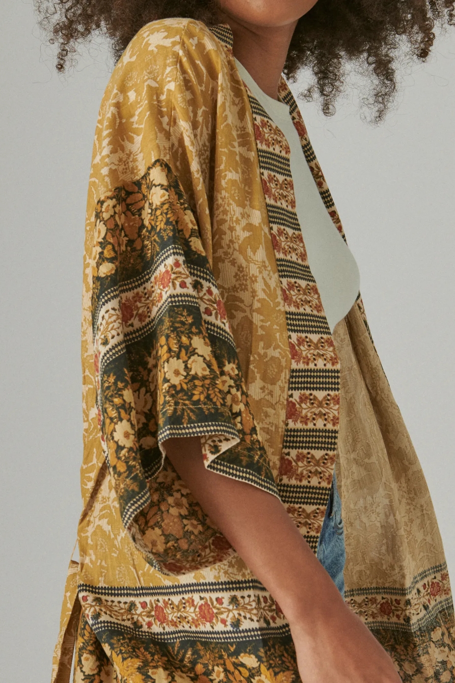 BORDER PRINT BELTED KIMONO, image 4
