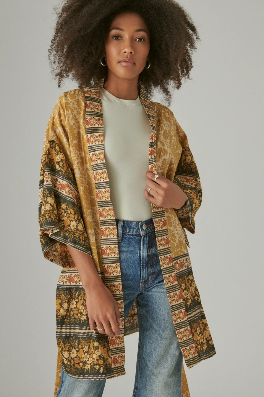 BORDER PRINT BELTED KIMONO, image 5