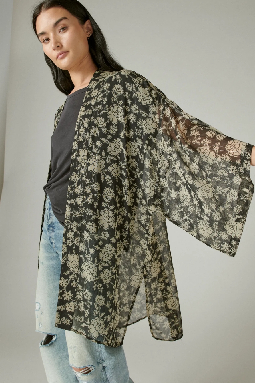 FLORAL PRINTED CHIFFON KIMONO, image 3