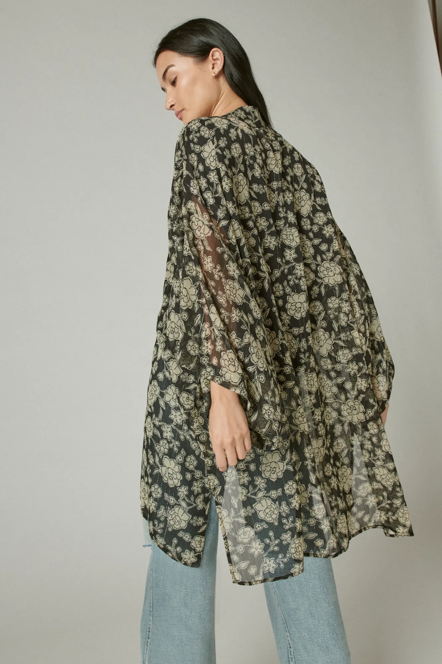 FLORAL PRINTED CHIFFON KIMONO, image 4