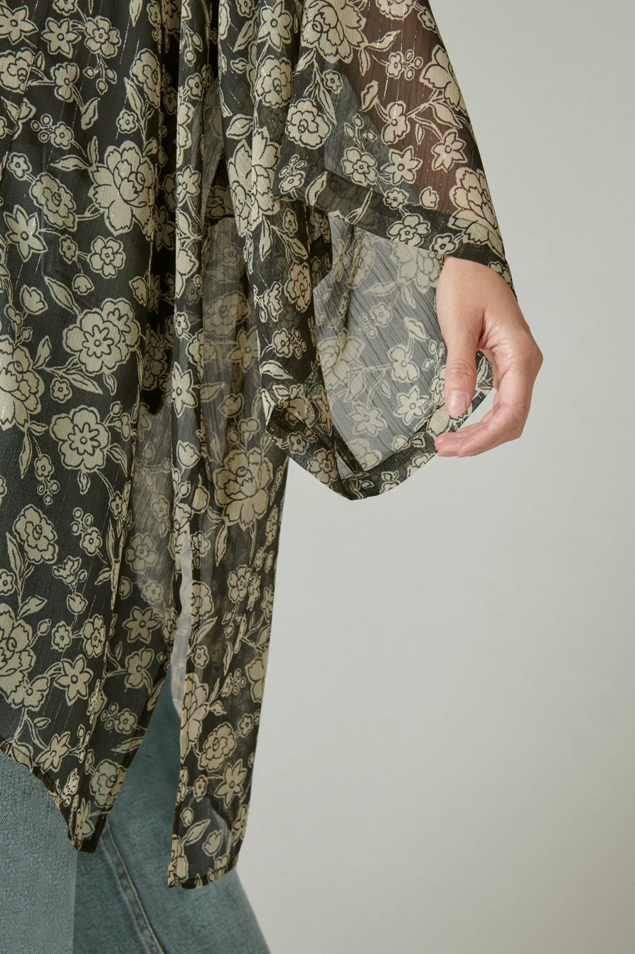 FLORAL PRINTED CHIFFON KIMONO, image 5